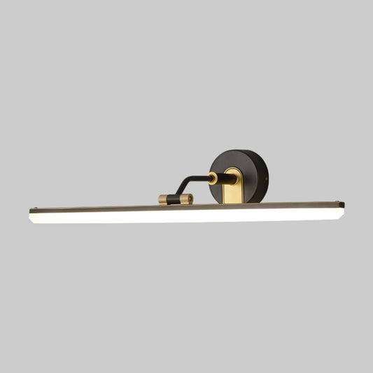 Metal Adjustable Arm LED Vanity Bar Light Contemporary Black/Brass Wall Sconce Lighting, 18"/23" Width Clearhalo 'Cast Iron' 'Glass' 'Industrial' 'Modern wall lights' 'Modern' 'Tiffany' 'Traditional wall lights' 'Vanity Lights' 'Wall Lights' Lighting' 1866275