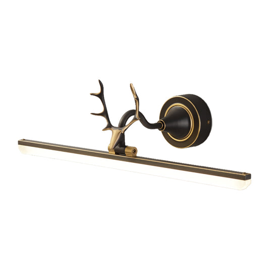 Black/Gold Antler Arm Vanity Lamp Modern LED Metallic Wall Lighting Idea with Linear Acrylic Shade Clearhalo 'Cast Iron' 'Glass' 'Industrial' 'Modern wall lights' 'Modern' 'Tiffany' 'Traditional wall lights' 'Vanity Lights' 'Wall Lights' Lighting' 1866283