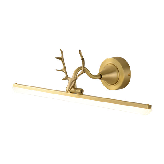 Black/Gold Antler Arm Vanity Lamp Modern LED Metallic Wall Lighting Idea with Linear Acrylic Shade Clearhalo 'Cast Iron' 'Glass' 'Industrial' 'Modern wall lights' 'Modern' 'Tiffany' 'Traditional wall lights' 'Vanity Lights' 'Wall Lights' Lighting' 1866288