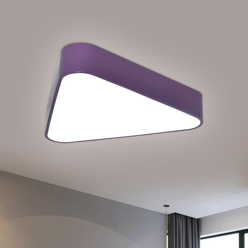 Triangular Acrylic Flush Mount Light Kids White/Yellow/Purple LED Close to Ceiling Lighting Fixture Purple Clearhalo 'Ceiling Lights' 'Close To Ceiling Lights' 'Close to ceiling' 'Flush mount' Lighting' 1866294