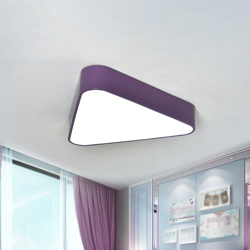 Triangular Acrylic Flush Mount Light Kids White/Yellow/Purple LED Close to Ceiling Lighting Fixture Clearhalo 'Ceiling Lights' 'Close To Ceiling Lights' 'Close to ceiling' 'Flush mount' Lighting' 1866295