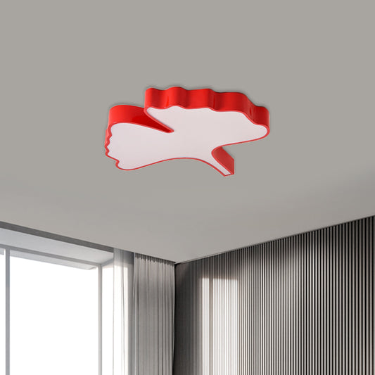 Red Cartoon Ginkgo Leaf Flushmount Lighting Kids LED Acrylic Close to Ceiling Lamp Clearhalo 'Ceiling Lights' 'Close To Ceiling Lights' 'Close to ceiling' 'Flush mount' Lighting' 1866303