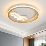 13"/17" W Circle Ceiling Light Fixture Simple Wood LED Beige Flush Mount Lamp with Landscape Design Beige B Clearhalo 'Ceiling Lights' 'Close To Ceiling Lights' 'Close to ceiling' 'Flush mount' Lighting' 1866367