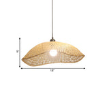 Wavy-Edge Dome Suspension Lighting Simple Bamboo Single Head 14"/18"/22.5" Wide Beige Ceiling Pendant Clearhalo 'Ceiling Lights' 'Pendant Lights' 'Pendants' Lighting' 1866398