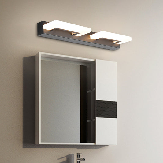 Acrylic Rectangle Vanity Sconce Modern 2/3 Heads Wall Lighting Ideas in Black for Bathroom, Warm/White Light 2.0 Black Clearhalo 'Modern wall lights' 'Modern' 'Vanity Lights' 'Wall Lights' Lighting' 1866400