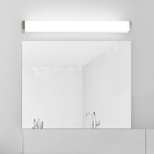 Metal Rectangle Vanity Lighting Modern LED Silver Wall Sconce Light in Warm/White Light for Bathroom Silver Clearhalo 'Cast Iron' 'Glass' 'Industrial' 'Modern wall lights' 'Modern' 'Tiffany' 'Traditional wall lights' 'Vanity Lights' 'Wall Lights' Lighting' 1866426
