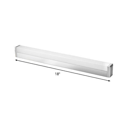 Metal Rectangle Vanity Lighting Modern LED Silver Wall Sconce Light in Warm/White Light for Bathroom Clearhalo 'Cast Iron' 'Glass' 'Industrial' 'Modern wall lights' 'Modern' 'Tiffany' 'Traditional wall lights' 'Vanity Lights' 'Wall Lights' Lighting' 1866429
