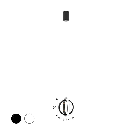 Contemporary LED Suspension Lighting Black/White Crossed Ring Down Mini Pendant with Metallic Shade in Warm/White Light Clearhalo 'Ceiling Lights' 'Modern Pendants' 'Modern' 'Pendant Lights' 'Pendants' Lighting' 1866433