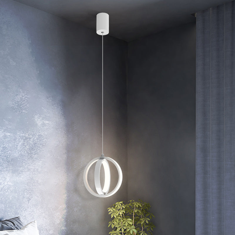 Contemporary LED Suspension Lighting Black/White Crossed Ring Down Mini Pendant with Metallic Shade in Warm/White Light White Clearhalo 'Ceiling Lights' 'Modern Pendants' 'Modern' 'Pendant Lights' 'Pendants' Lighting' 1866434