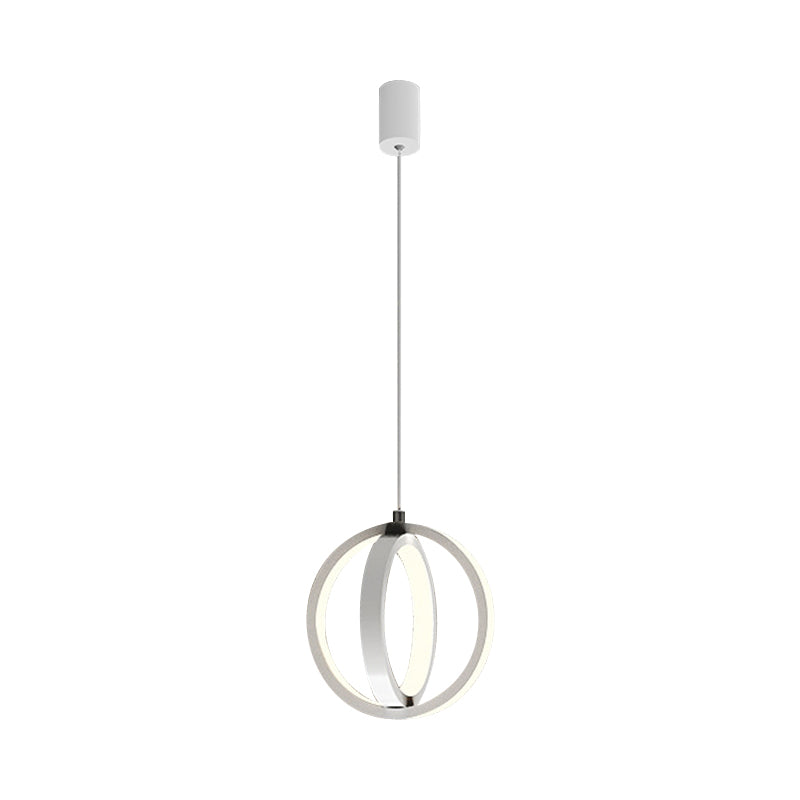 Contemporary LED Suspension Lighting Black/White Crossed Ring Down Mini Pendant with Metallic Shade in Warm/White Light Black Clearhalo 'Ceiling Lights' 'Modern Pendants' 'Modern' 'Pendant Lights' 'Pendants' Lighting' 1866436