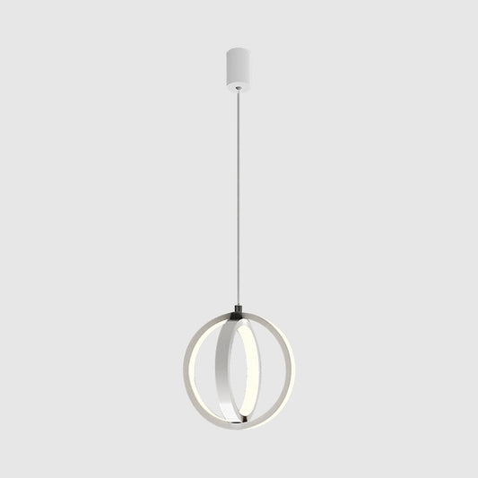 Contemporary LED Suspension Lighting Black/White Crossed Ring Down Mini Pendant with Metallic Shade in Warm/White Light Clearhalo 'Ceiling Lights' 'Modern Pendants' 'Modern' 'Pendant Lights' 'Pendants' Lighting' 1866437