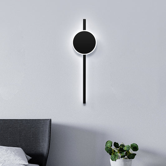 Nordic LED Flush Wall Sconce Black Round and Bar Wall Lighting Ideas with Metallic Shade in Warm/White Light Black Clearhalo 'Cast Iron' 'Glass' 'Industrial' 'Modern wall lights' 'Modern' 'Tiffany' 'Traditional wall lights' 'Wall Lamps & Sconces' 'Wall Lights' Lighting' 1866442