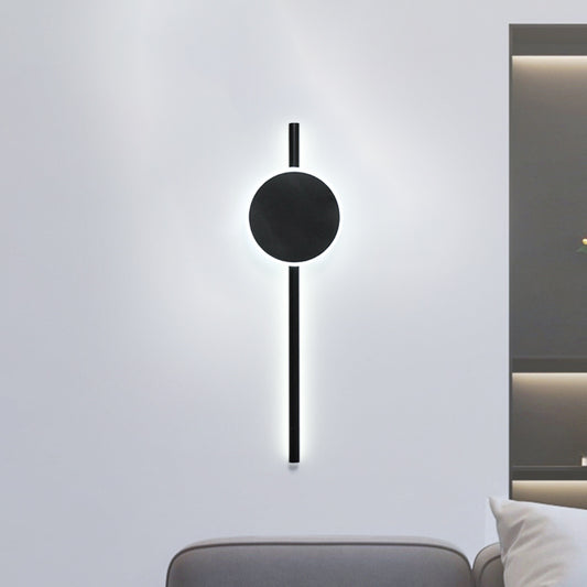 Nordic LED Flush Wall Sconce Black Round and Bar Wall Lighting Ideas with Metallic Shade in Warm/White Light Clearhalo 'Cast Iron' 'Glass' 'Industrial' 'Modern wall lights' 'Modern' 'Tiffany' 'Traditional wall lights' 'Wall Lamps & Sconces' 'Wall Lights' Lighting' 1866443