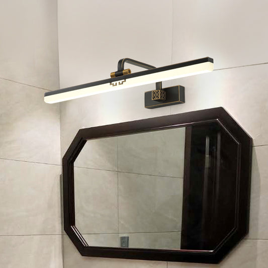 Minimalism Linear Wall Vanity Light Metallic Mirror Cabinet LED Adjustable Wall Mounted Lamp in Black Clearhalo 'Cast Iron' 'Glass' 'Industrial' 'Modern wall lights' 'Modern' 'Tiffany' 'Traditional wall lights' 'Vanity Lights' 'Wall Lights' Lighting' 1866451