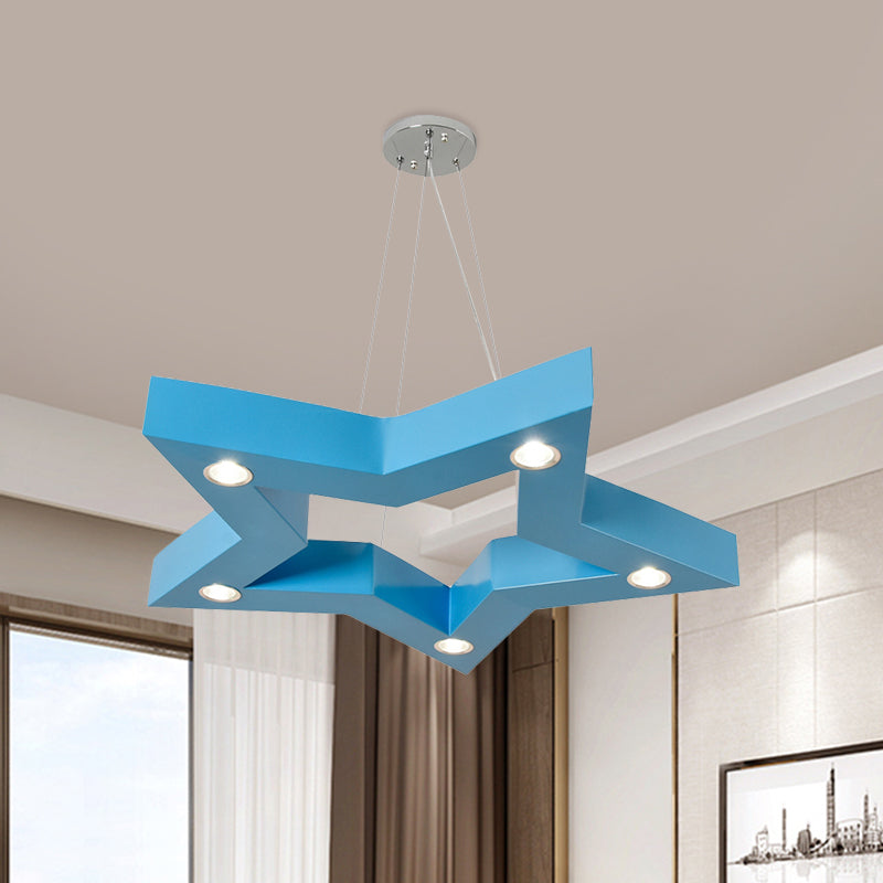 Acrylic Five-Pointed Star LED Ceiling Chandelier Macaroon Yellow/Blue/Green Suspension Pendant Blue Clearhalo 'Ceiling Lights' 'Chandeliers' Lighting' options 1866462_55fdbca0-b457-4afe-935b-27ef3389c9dc