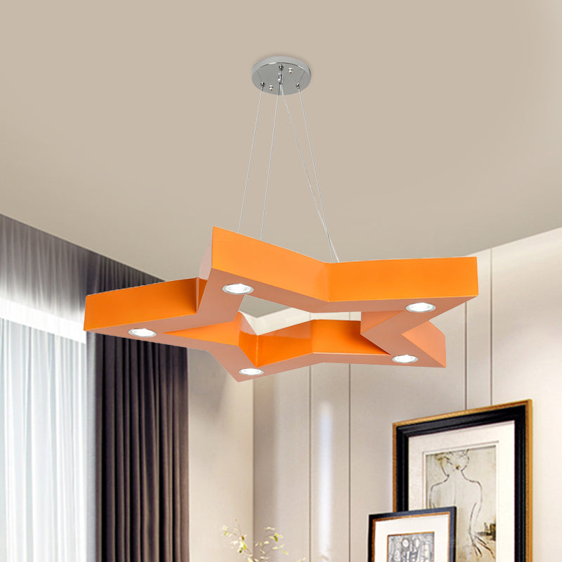 Acrylic Five-Pointed Star LED Ceiling Chandelier Macaroon Yellow/Blue/Green Suspension Pendant Orange Clearhalo 'Ceiling Lights' 'Chandeliers' Lighting' options 1866466_6759bb51-f96c-491f-85e1-dd348762258e