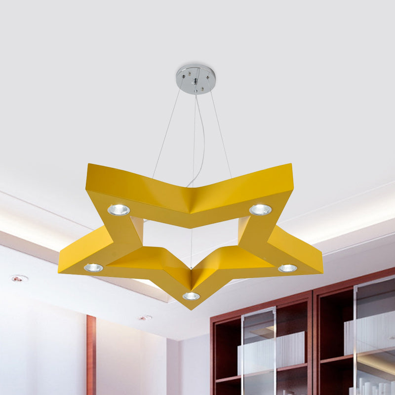 Acrylic Five-Pointed Star LED Ceiling Chandelier Macaroon Yellow/Blue/Green Suspension Pendant Clearhalo 'Ceiling Lights' 'Chandeliers' Lighting' options 1866472