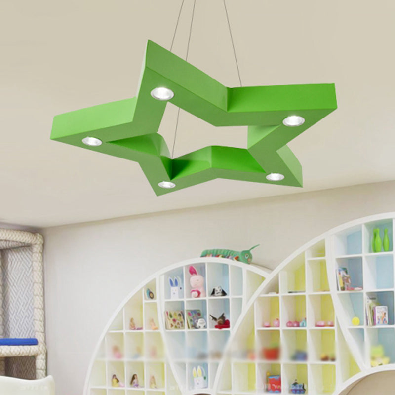 Acrylic Five-Pointed Star LED Ceiling Chandelier Macaroon Yellow/Blue/Green Suspension Pendant Green Clearhalo 'Ceiling Lights' 'Chandeliers' Lighting' options 1866474_043202ba-6fc0-4d36-bb00-ecaa30379560