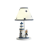 Kids Cartoon Girl/Boy Table Light Resin 1 Head Children Room Shaded Task Lighting in Dark Blue Clearhalo 'Lamps' 'Table Lamps' Lighting' 1866505