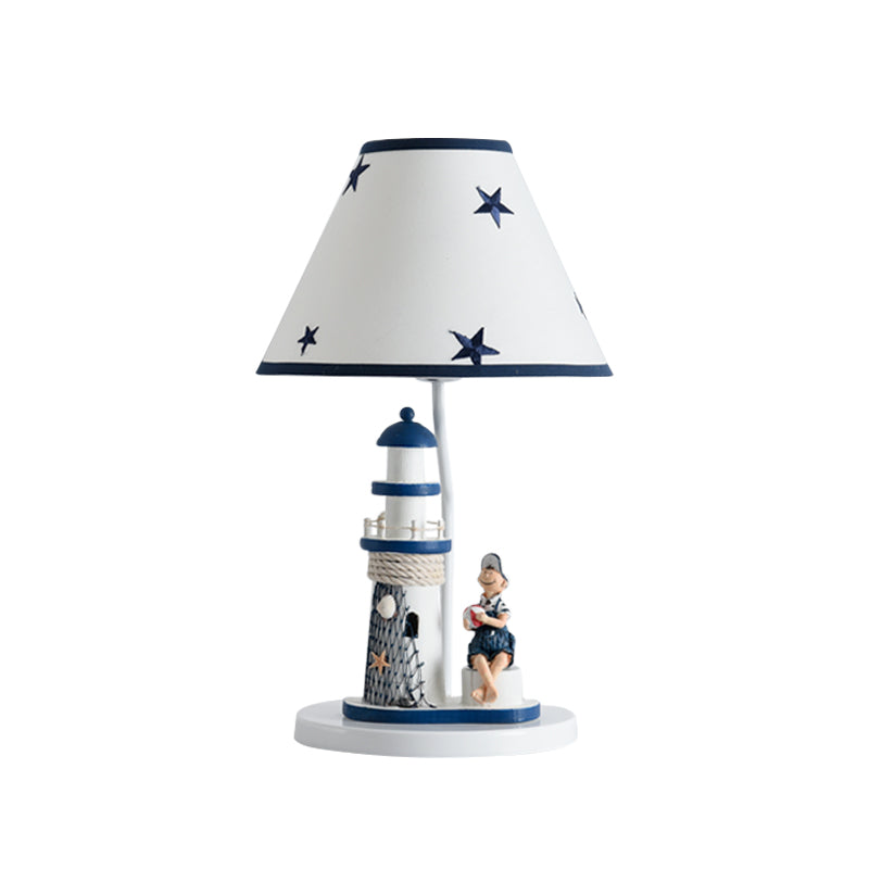 Kids Cartoon Girl/Boy Table Light Resin 1 Head Children Room Shaded Task Lighting in Dark Blue Clearhalo 'Lamps' 'Table Lamps' Lighting' 1866511