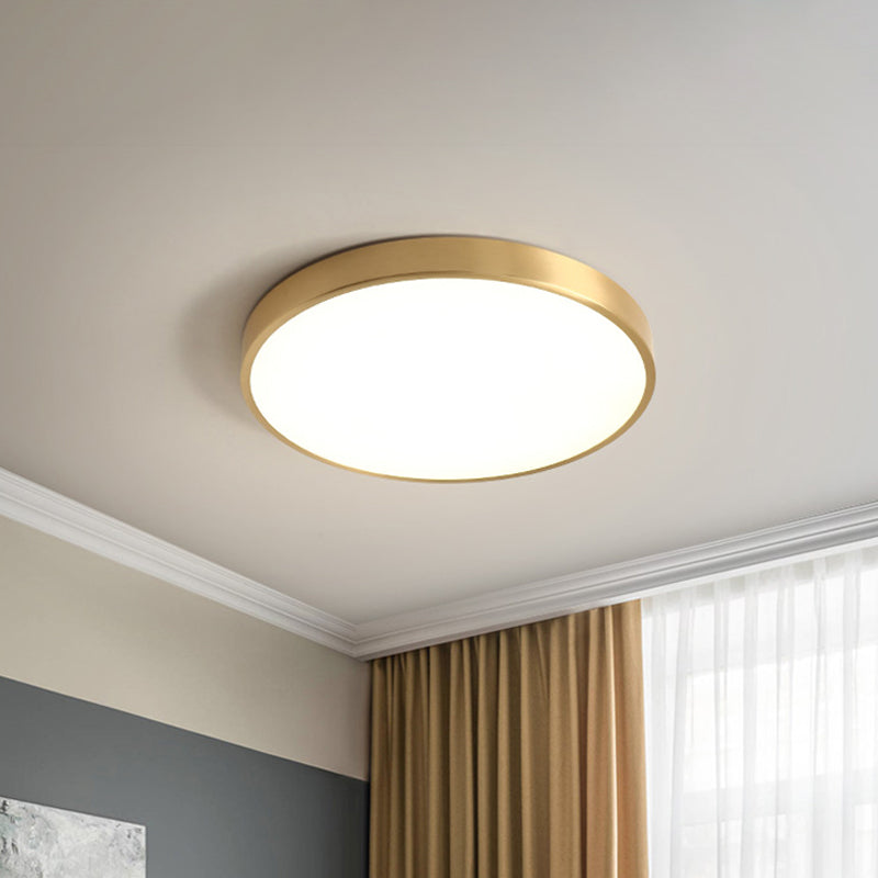 Square/Round Metallic Flush Mount Modern LED Brass Ceiling Light Fixture for Sleeping Room Brass Round Clearhalo 'Ceiling Lights' 'Close To Ceiling Lights' 'Close to ceiling' 'Flush mount' Lighting' 1866549