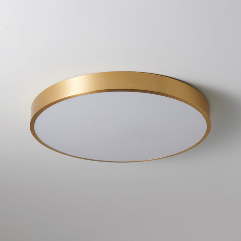 Square/Round Metallic Flush Mount Modern LED Brass Ceiling Light Fixture for Sleeping Room Clearhalo 'Ceiling Lights' 'Close To Ceiling Lights' 'Close to ceiling' 'Flush mount' Lighting' 1866551