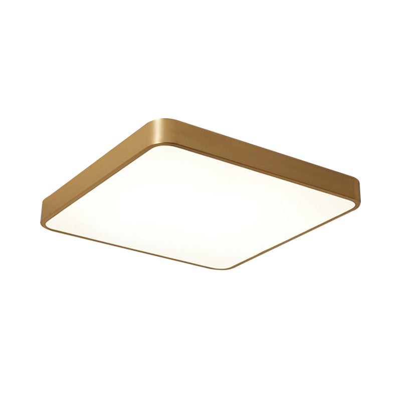 Square/Round Metallic Flush Mount Modern LED Brass Ceiling Light Fixture for Sleeping Room Clearhalo 'Ceiling Lights' 'Close To Ceiling Lights' 'Close to ceiling' 'Flush mount' Lighting' 1866555