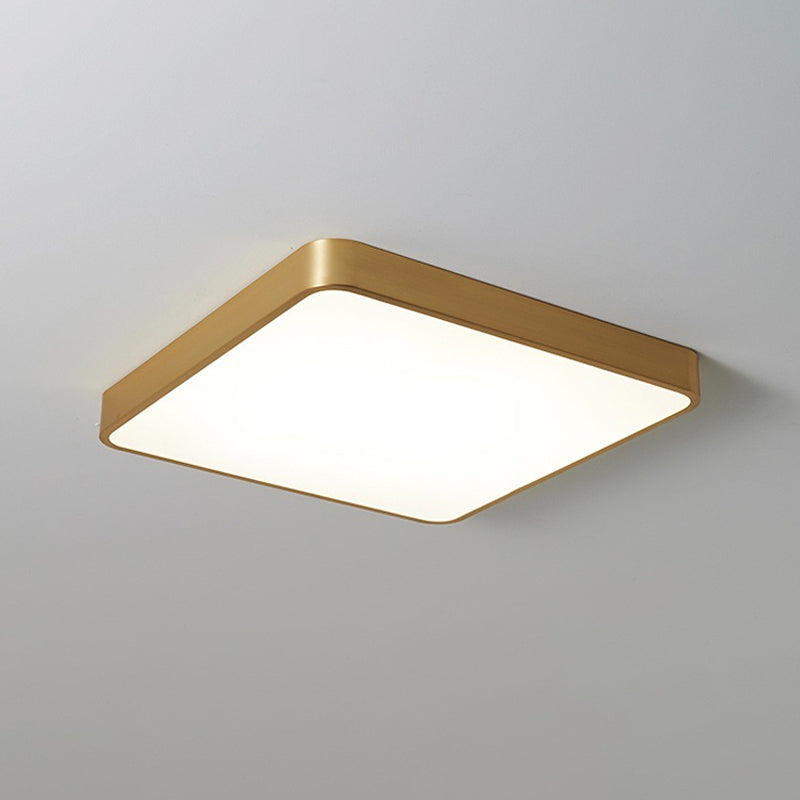 Square/Round Metallic Flush Mount Modern LED Brass Ceiling Light Fixture for Sleeping Room Clearhalo 'Ceiling Lights' 'Close To Ceiling Lights' 'Close to ceiling' 'Flush mount' Lighting' 1866556