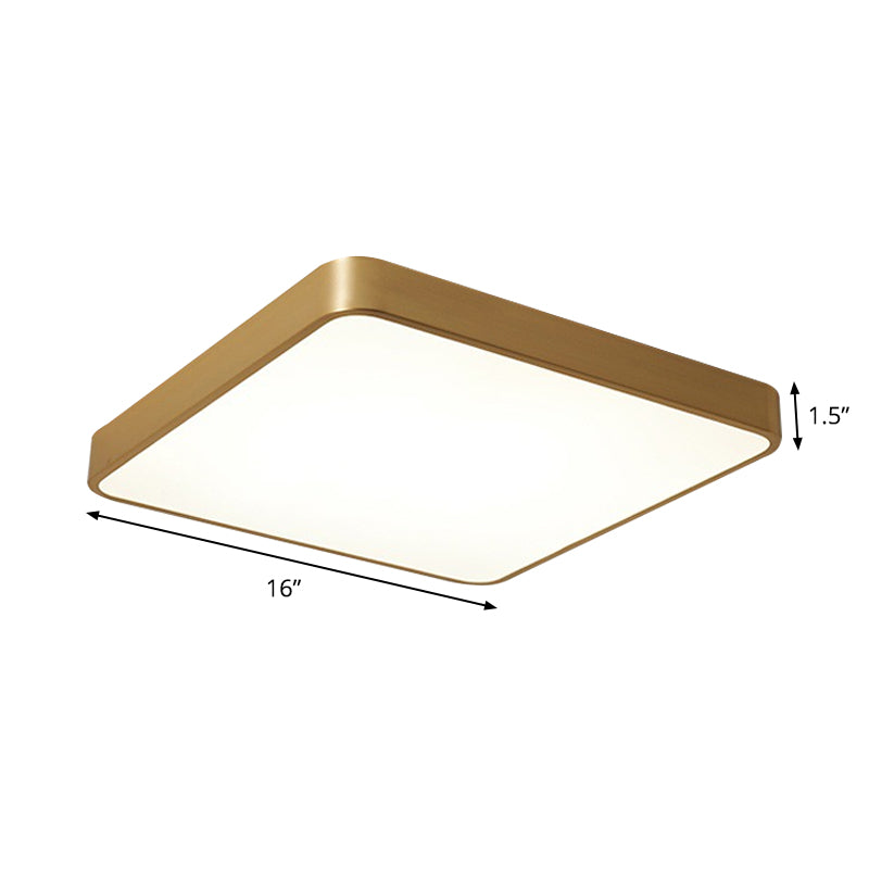 Square/Round Metallic Flush Mount Modern LED Brass Ceiling Light Fixture for Sleeping Room Clearhalo 'Ceiling Lights' 'Close To Ceiling Lights' 'Close to ceiling' 'Flush mount' Lighting' 1866557