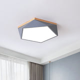 Pentagon Iron Flush Lamp Fixture Modernist LED Grey Ceiling Flush Mount, 16.5"/20.5" Width Grey Clearhalo 'Ceiling Lights' 'Close To Ceiling Lights' 'Close to ceiling' 'Flush mount' Lighting' 1866558