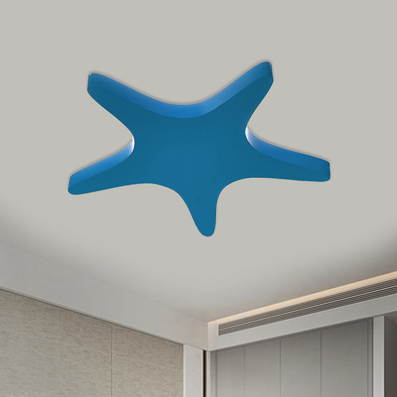 Metallic Star Ceiling Fixture Cartoon Yellow/Orange/Blue LED Flush Mount Lighting for Kids Room Blue Clearhalo 'Ceiling Lights' 'Close To Ceiling Lights' 'Close to ceiling' 'Flush mount' Lighting' 1866567