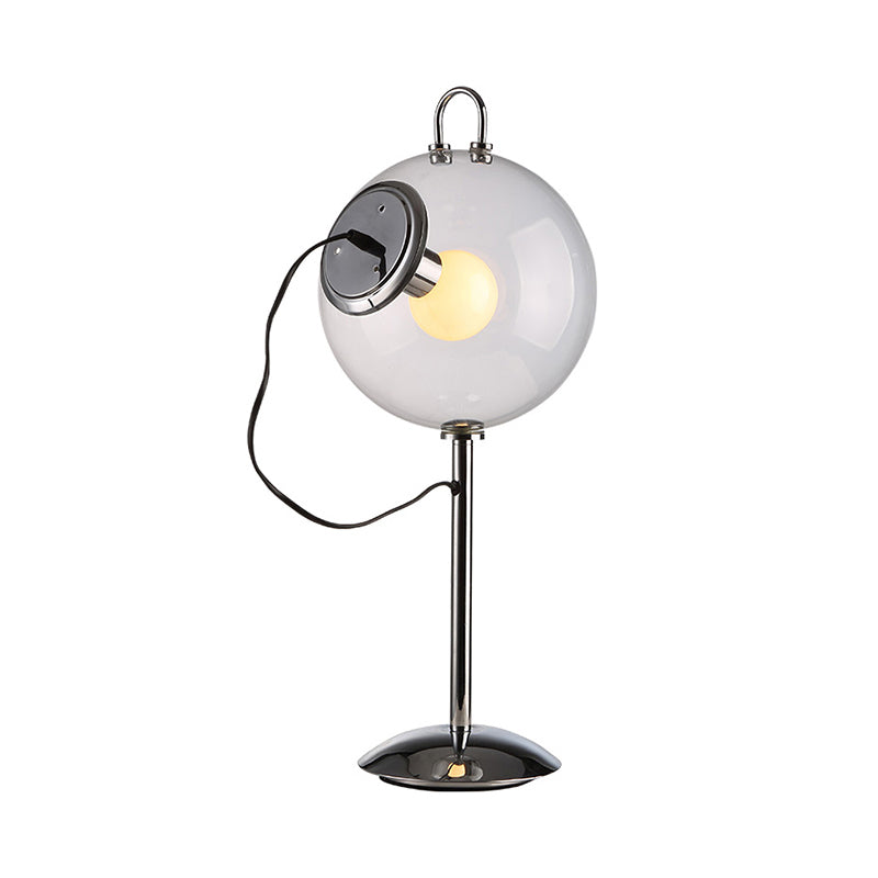 Contemporary Style 1 Light Table Lamp Chrome Global Table Light with Clear Glass Shade Clearhalo 'Lamps' 'Table Lamps' Lighting' 186657