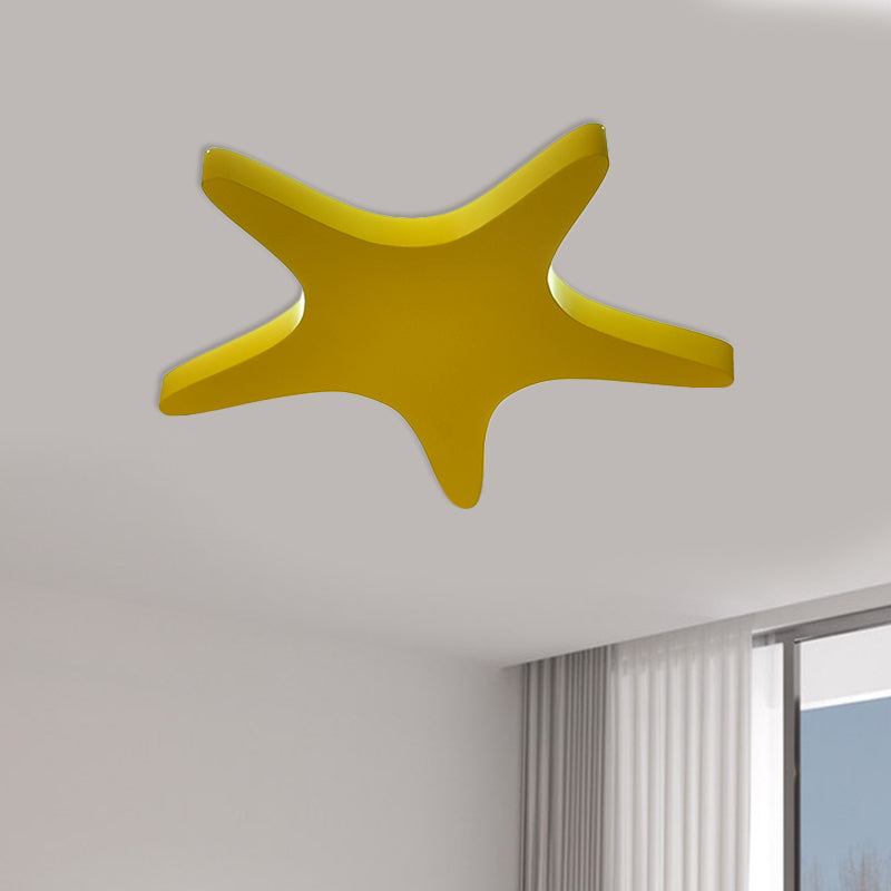 Metallic Star Ceiling Fixture Cartoon Yellow/Orange/Blue LED Flush Mount Lighting for Kids Room Yellow Clearhalo 'Ceiling Lights' 'Close To Ceiling Lights' 'Close to ceiling' 'Flush mount' Lighting' 1866574