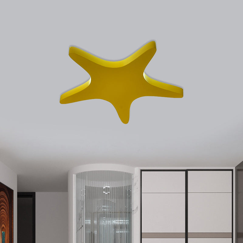 Metallic Star Ceiling Fixture Cartoon Yellow/Orange/Blue LED Flush Mount Lighting for Kids Room Clearhalo 'Ceiling Lights' 'Close To Ceiling Lights' 'Close to ceiling' 'Flush mount' Lighting' 1866575