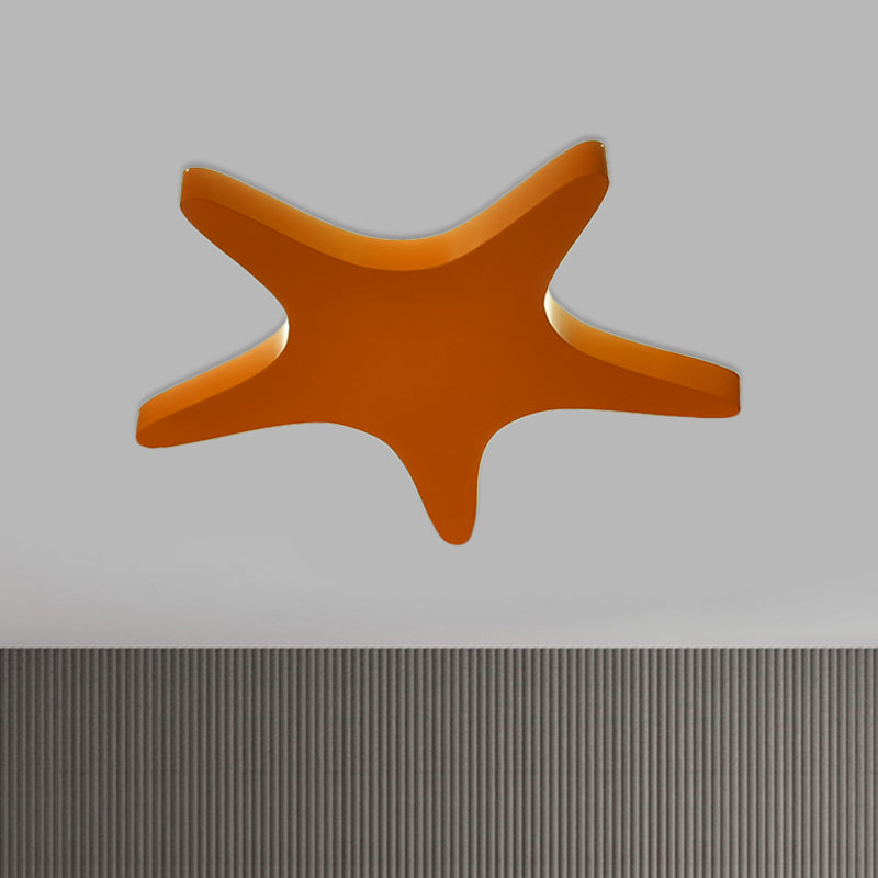 Metallic Star Ceiling Fixture Cartoon Yellow/Orange/Blue LED Flush Mount Lighting for Kids Room Orange Clearhalo 'Ceiling Lights' 'Close To Ceiling Lights' 'Close to ceiling' 'Flush mount' Lighting' 1866578