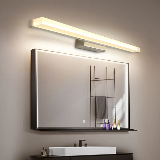 Elongated Acrylic Vanity Lighting Modern Style LED Nickel Wall Sconce Light for Toilet Nickel Clearhalo 'Modern wall lights' 'Modern' 'Vanity Lights' 'Wall Lights' Lighting' 1866629