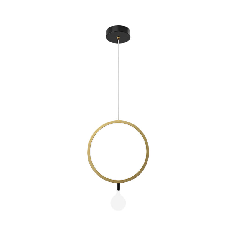 Round/Rhombus Bedside Pendant Lamp Aluminum Minimal LED Hanging Lamp in Brass with Ball Milk Glass Shade, Warm/White Light Clearhalo 'Ceiling Lights' 'Modern Pendants' 'Modern' 'Pendant Lights' 'Pendants' Lighting' 1866644