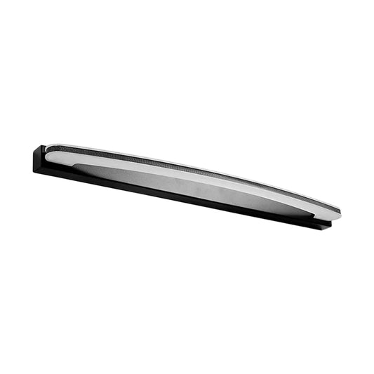 Curved Bar Wall Vanity Light Minimal LED Metal Bathroom Wall Mounted Lamp in Black, Warm/White Light Clearhalo 'Cast Iron' 'Glass' 'Industrial' 'Modern wall lights' 'Modern' 'Tiffany' 'Traditional wall lights' 'Vanity Lights' 'Wall Lights' Lighting' 1866652
