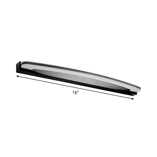 Curved Bar Wall Vanity Light Minimal LED Metal Bathroom Wall Mounted Lamp in Black, Warm/White Light Clearhalo 'Cast Iron' 'Glass' 'Industrial' 'Modern wall lights' 'Modern' 'Tiffany' 'Traditional wall lights' 'Vanity Lights' 'Wall Lights' Lighting' 1866653