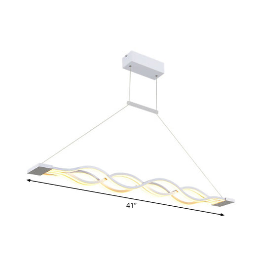 Wavy Line Island Lighting Ideas Minimalism Acrylic LED White Ceiling Pendant in Warm/White Light Clearhalo 'Ceiling Lights' 'Island Lights' Lighting' 1866711