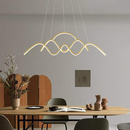 Wavy Island Lighting Ideas Modernist Metallic Gold Ceiling Hang Fixture in Warm/White Light Clearhalo 'Ceiling Lights' 'Island Lights' Lighting' 1866721