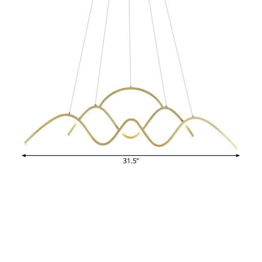 Wavy Island Lighting Ideas Modernist Metallic Gold Ceiling Hang Fixture in Warm/White Light Clearhalo 'Ceiling Lights' 'Island Lights' Lighting' 1866723