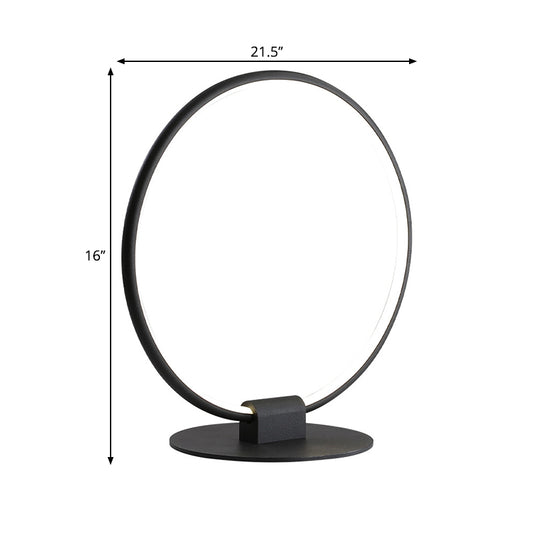 Annular Metal Table Lamp Modernism LED Black Night Lighting with Slim Round Pedestal in Warm/White Light Clearhalo 'Lamps' 'Table Lamps' Lighting' 1866736