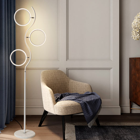 Circular Tree Floor Lamp Modernism Metal Black/White LED Standing Floor Light with Adjustable Head Design White Clearhalo 'Floor Lamps' 'Lamps' Lighting' 1866749