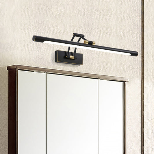 Linear Mirror Cabinet Wall Vanity Light Metallic LED Contemporary Sconce Light Fixture in Black Black Clearhalo 'Cast Iron' 'Glass' 'Industrial' 'Modern wall lights' 'Modern' 'Tiffany' 'Traditional wall lights' 'Vanity Lights' 'Wall Lights' Lighting' 1866769