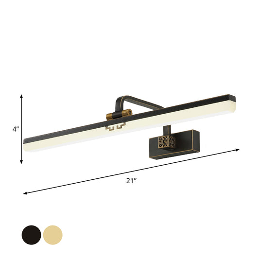 Contemporary Elongated Wall Sconce Metal Dressing Table LED Wall Vanity Light in Black/Brass Clearhalo 'Cast Iron' 'Glass' 'Industrial' 'Modern wall lights' 'Modern' 'Tiffany' 'Traditional wall lights' 'Vanity Lights' 'Wall Lights' Lighting' 1866776