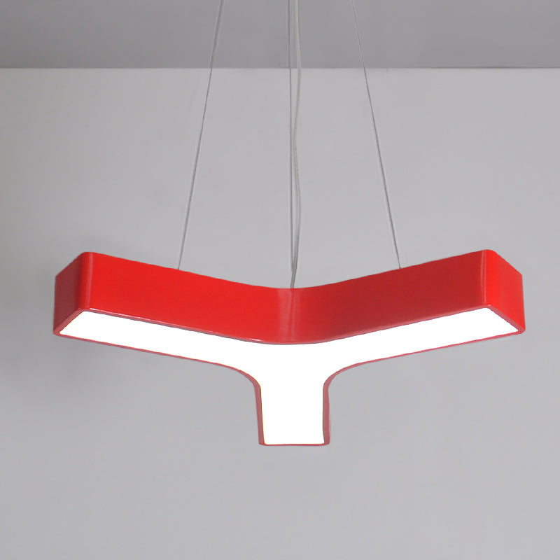 LED Kindergarten Chandelier Lamp Kids Red/Yellow Hanging Light Fixture with Y-Like Acrylic Shade Clearhalo 'Ceiling Lights' 'Chandeliers' Lighting' options 1866785