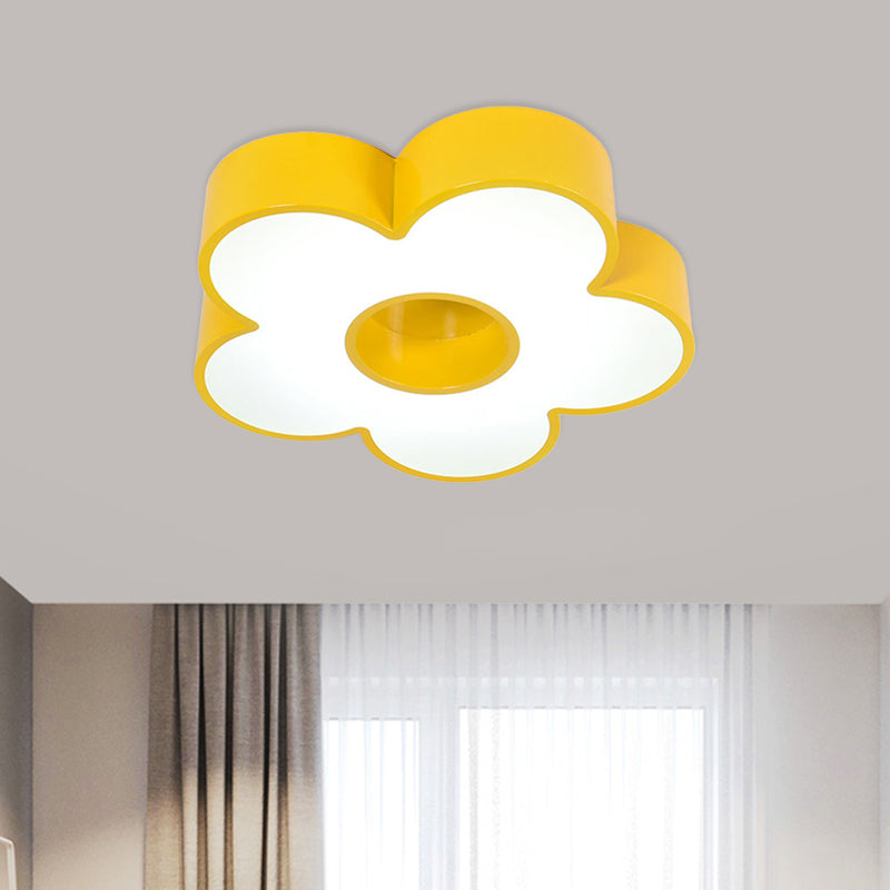 Macaroon Flower Ceiling Mounted Fixture Acrylic Nursery Room LED Flush Lighting in Yellow Yellow Clearhalo 'Ceiling Lights' 'Close To Ceiling Lights' 'Close to ceiling' 'Flush mount' Lighting' 1866793