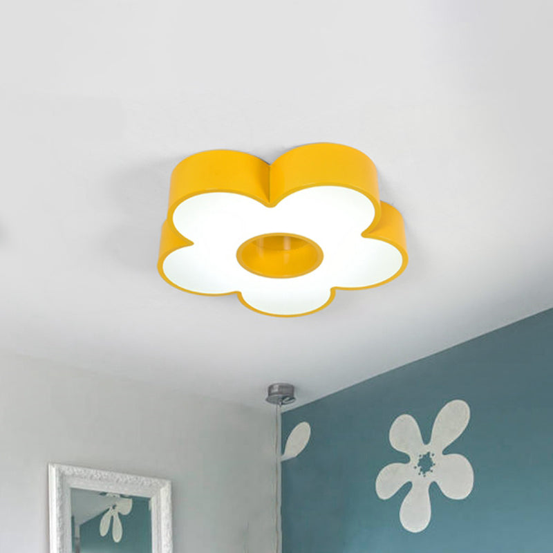 Macaroon Flower Ceiling Mounted Fixture Acrylic Nursery Room LED Flush Lighting in Yellow Clearhalo 'Ceiling Lights' 'Close To Ceiling Lights' 'Close to ceiling' 'Flush mount' Lighting' 1866794