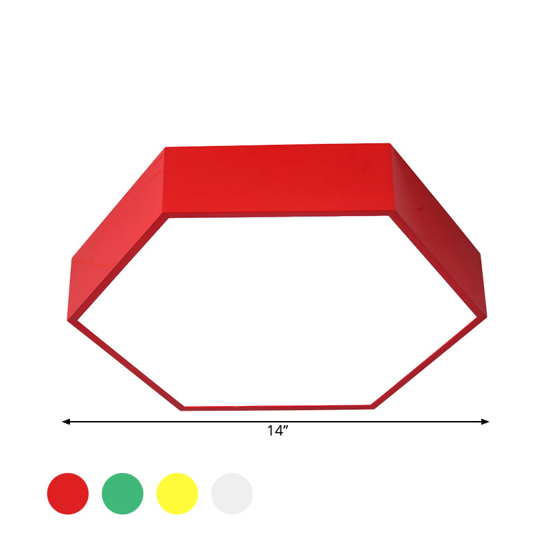 Hexagon LED Flush Ceiling Light Macaroon Acrylic Red/Yellow/Green Flush Mount Lighting for Children Room Clearhalo 'Ceiling Lights' 'Close To Ceiling Lights' 'Close to ceiling' 'Flush mount' Lighting' 1866812